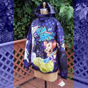 NWT size M MENS Tom and Jerry Windbreaker Jacket All Over Print